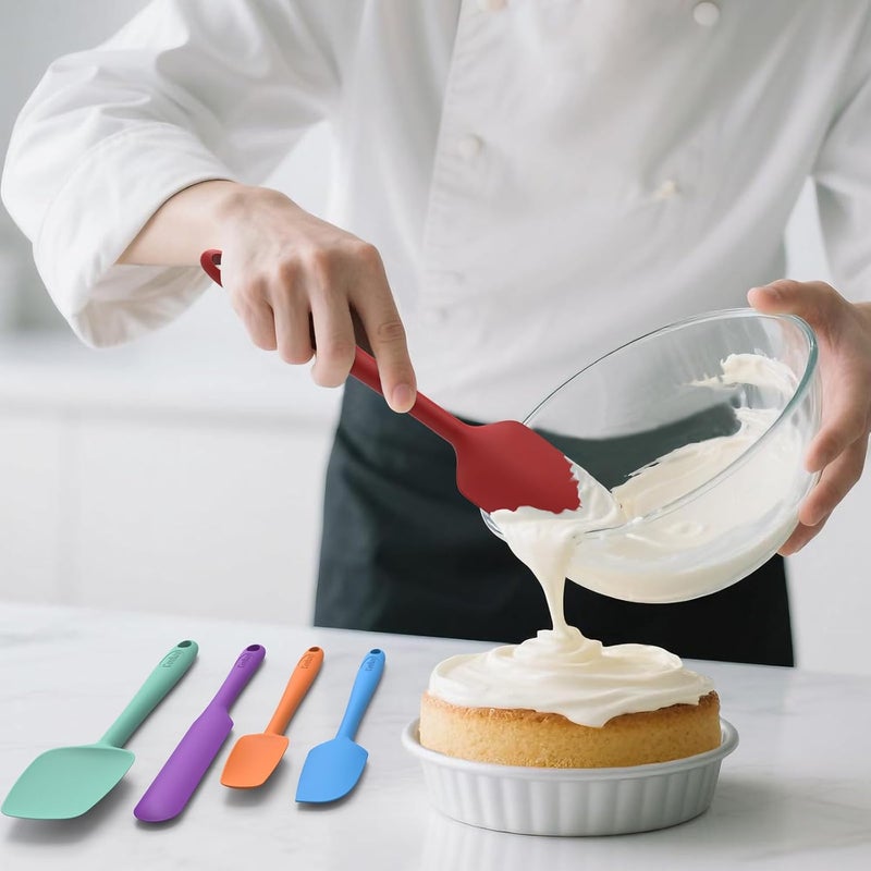 Coukre Silicone Spatula Set of 5,High Temperature Resistant, Food Grade Silicone, Dishwasher Safe, for Baking, Cooking (Pure Colorful B) - Image 5